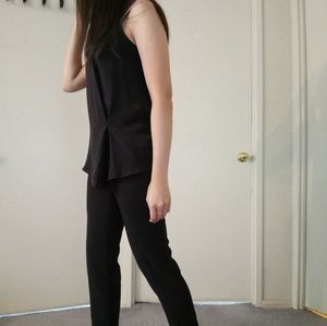 NWOT Club Monaco 100% Silk Black Sleeveless Blouse